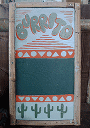 hand-painted sign for OASIS brito